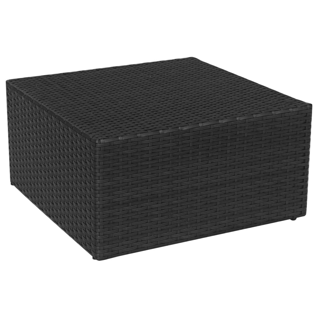 Gartensessel mit Fusshocker Poly Rattan Schwarz